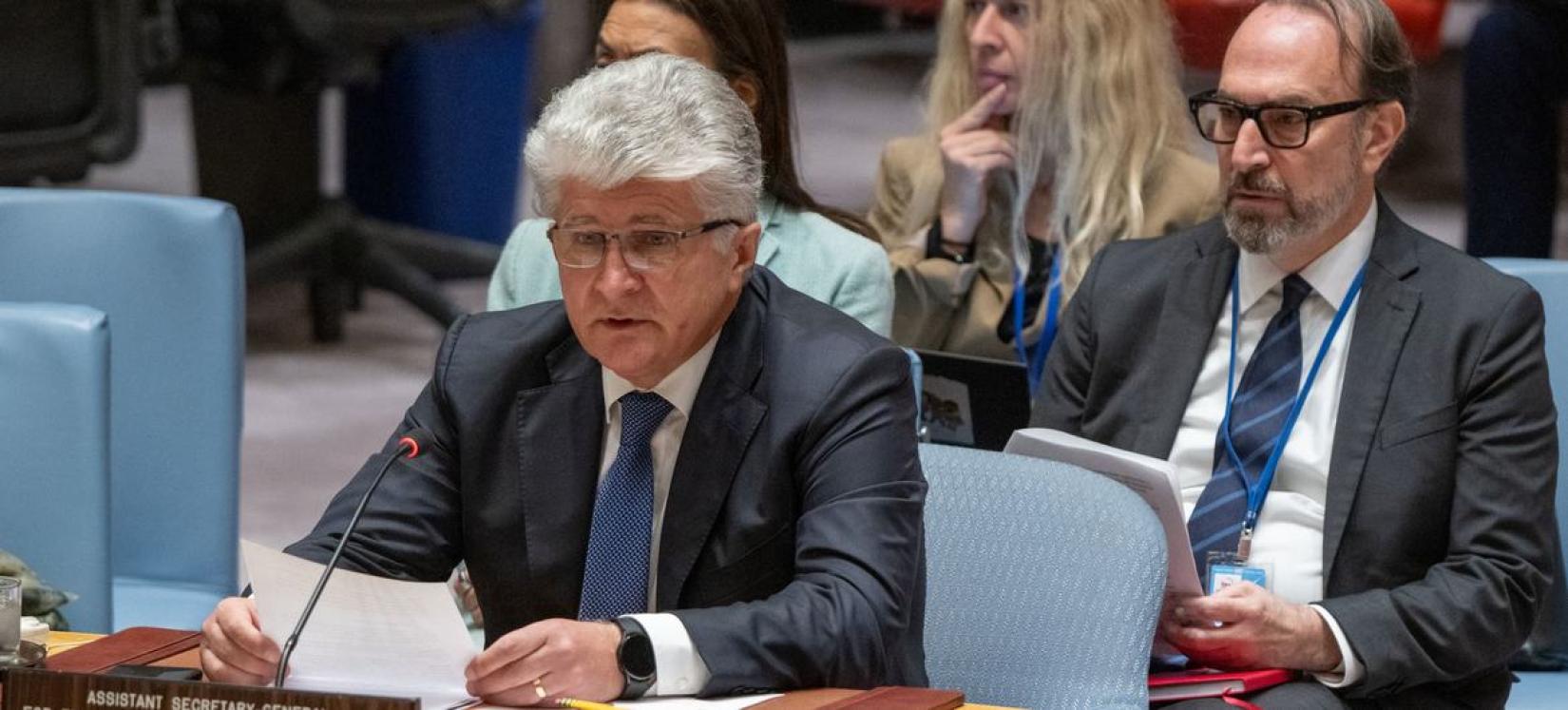 El representante especial designado del Secretario General para Colombia, Miroslav Jenča, interviene en la reunión del Consejo de Seguridad sobre la situación en Colombia.